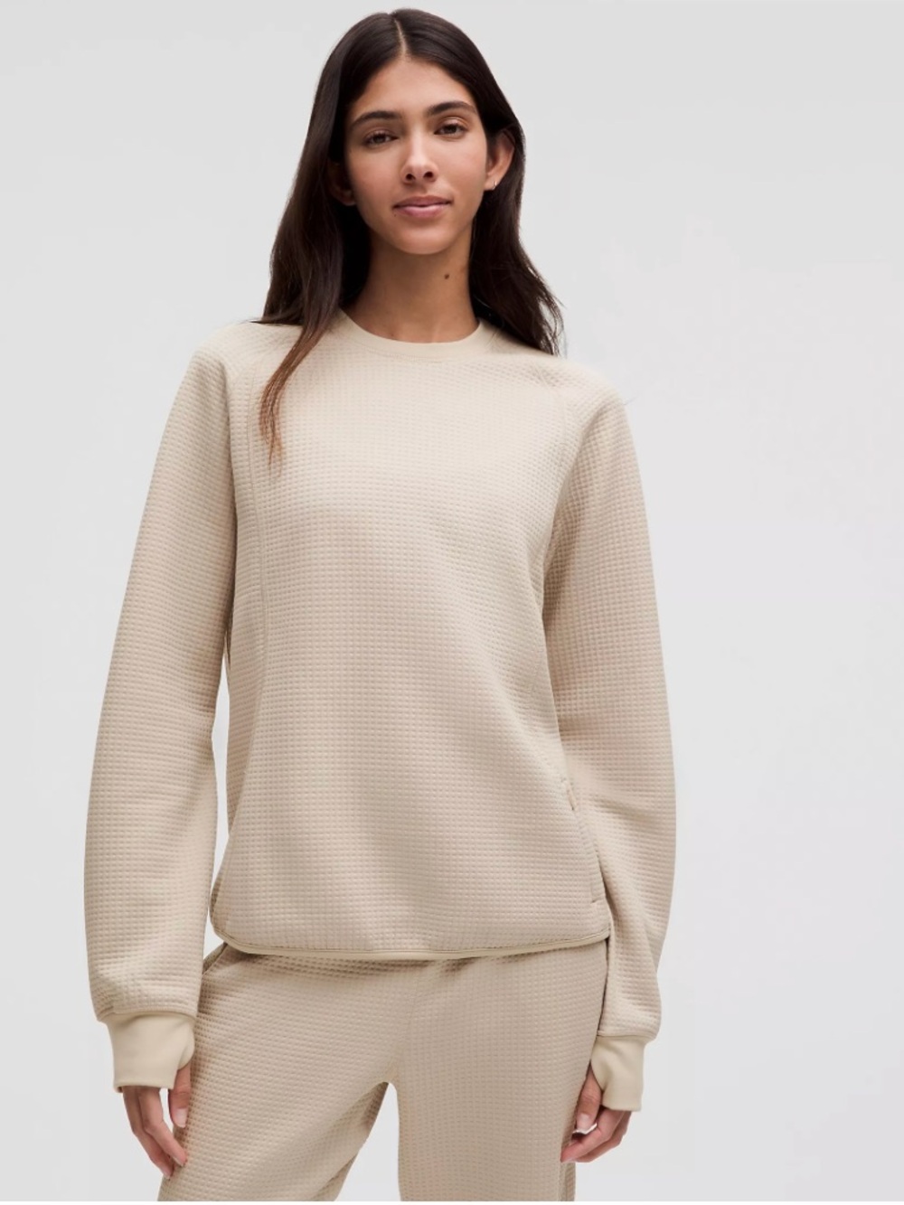 Lululemon Waffle-Knit Crewneck Long-Sleeve Shirt